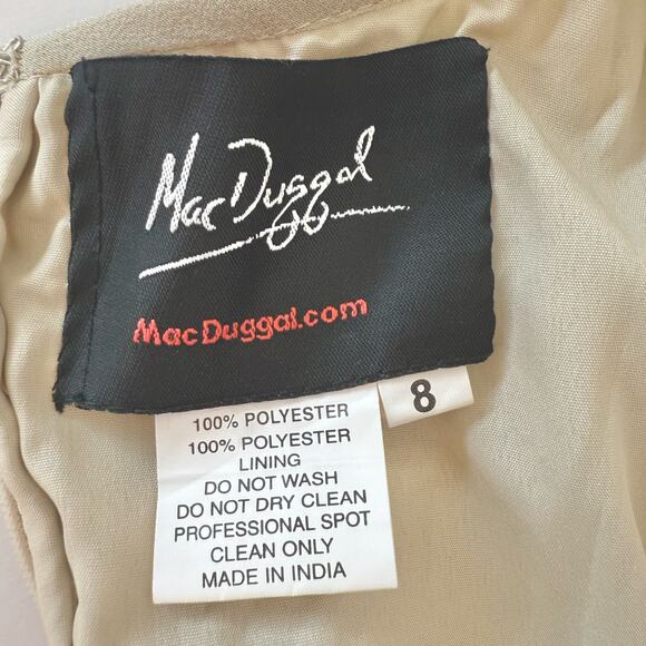 Mac Duggal Sequin Sleeveless Sheath Midi Cocktail Dress in Beige Rose Gold 8 - Picture 13 of 14